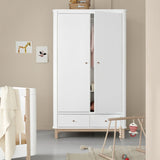 Wood Wardrobe 2 doors, white/oak van Oliver Furniture | Kids Conceptstore Le Fanfare