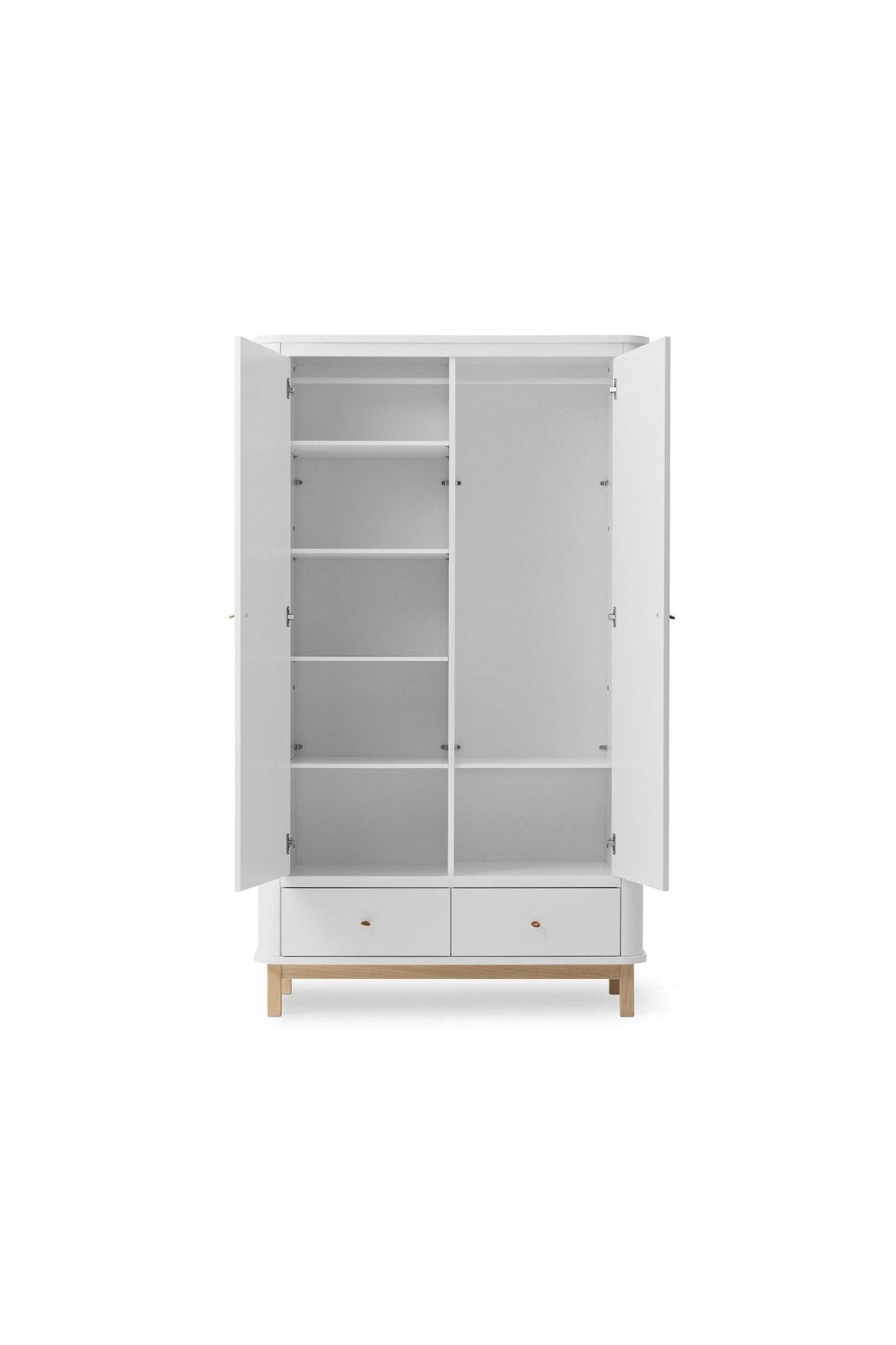Wood Wardrobe 2 doors, white/oak van Oliver Furniture | Kids Conceptstore Le Fanfare