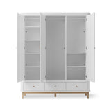 Wood Wardrobe 3 doors, white/oak van Oliver Furniture | Kids Conceptstore Le Fanfare