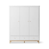Wood Wardrobe 3 doors, white/oak van Oliver Furniture | Kids Conceptstore Le Fanfare