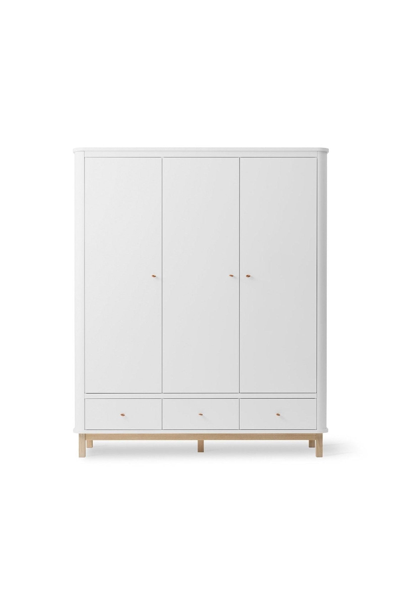 Wood Wardrobe 3 doors, white/oak van Oliver Furniture | Kids Conceptstore Le Fanfare
