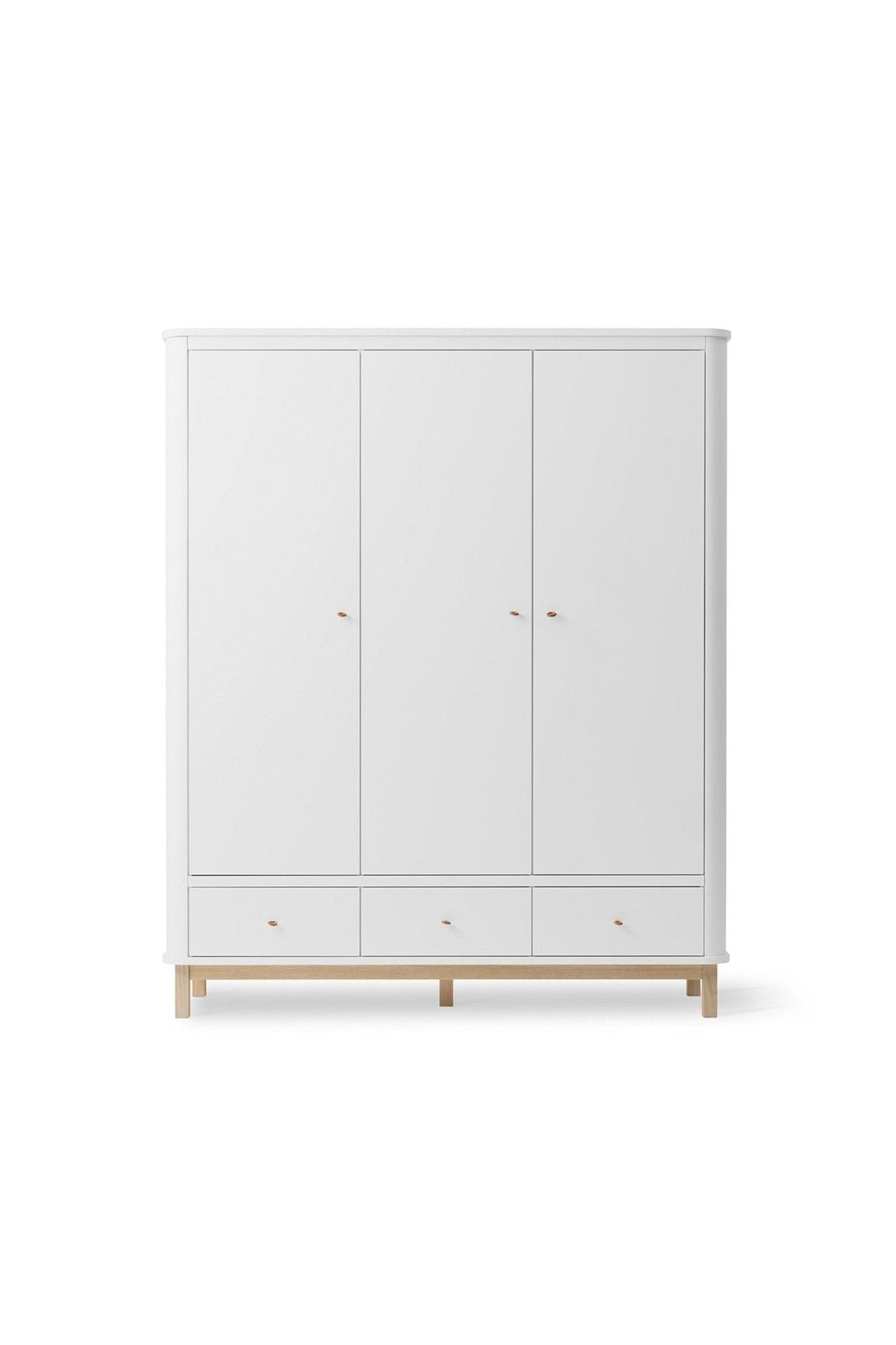 Wood Wardrobe 3 doors, white/oak van Oliver Furniture | Kids Conceptstore Le Fanfare