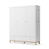 Wood Wardrobe 3 doors, white/oak van Oliver Furniture | Kids Conceptstore Le Fanfare