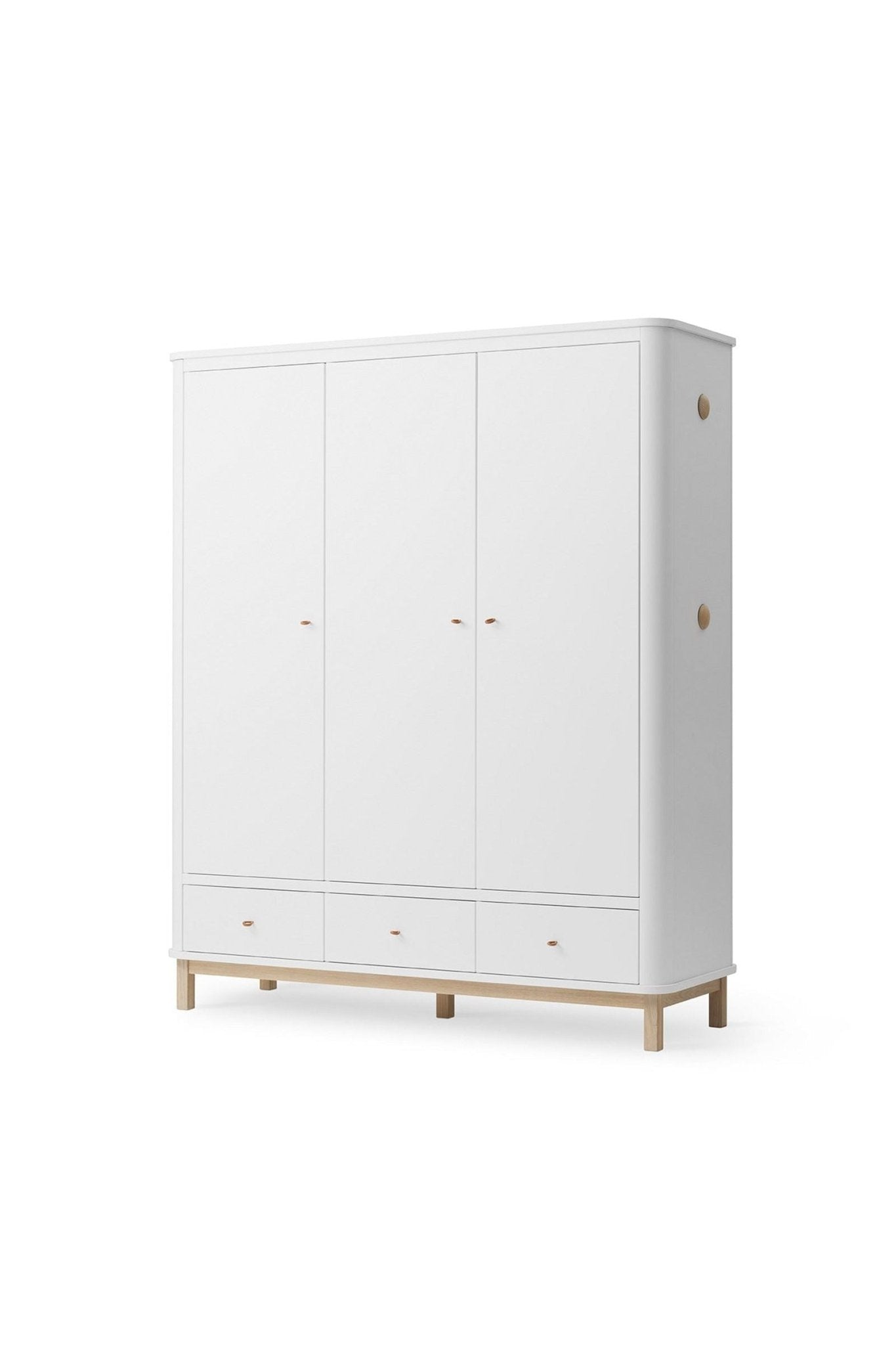 Wood Wardrobe 3 doors, white/oak van Oliver Furniture | Kids Conceptstore Le Fanfare