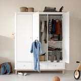 Wood Wardrobe 3 doors, white/oak van Oliver Furniture | Kids Conceptstore Le Fanfare