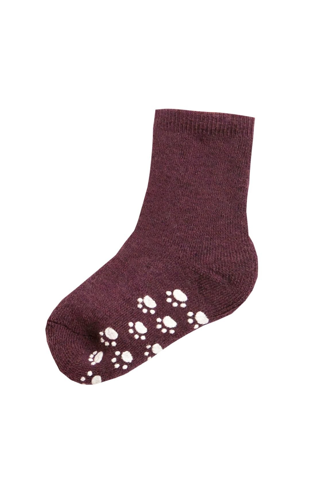 Wool socks w/anti slip Aubergine van Joha | Kids Conceptstore Le Fanfare