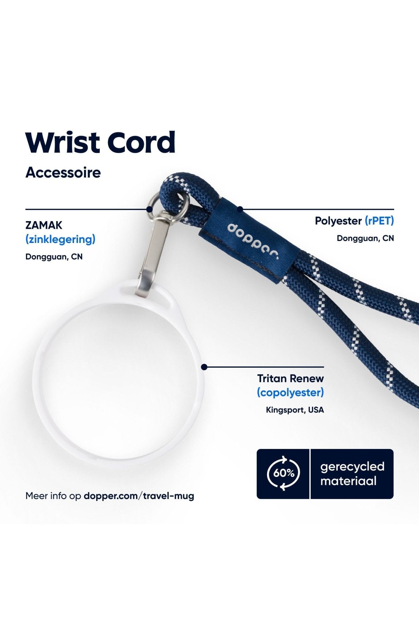 Wrist Cord - White Mug Ring - Midnight Silver van Dopper | Kids Conceptstore Le Fanfare
