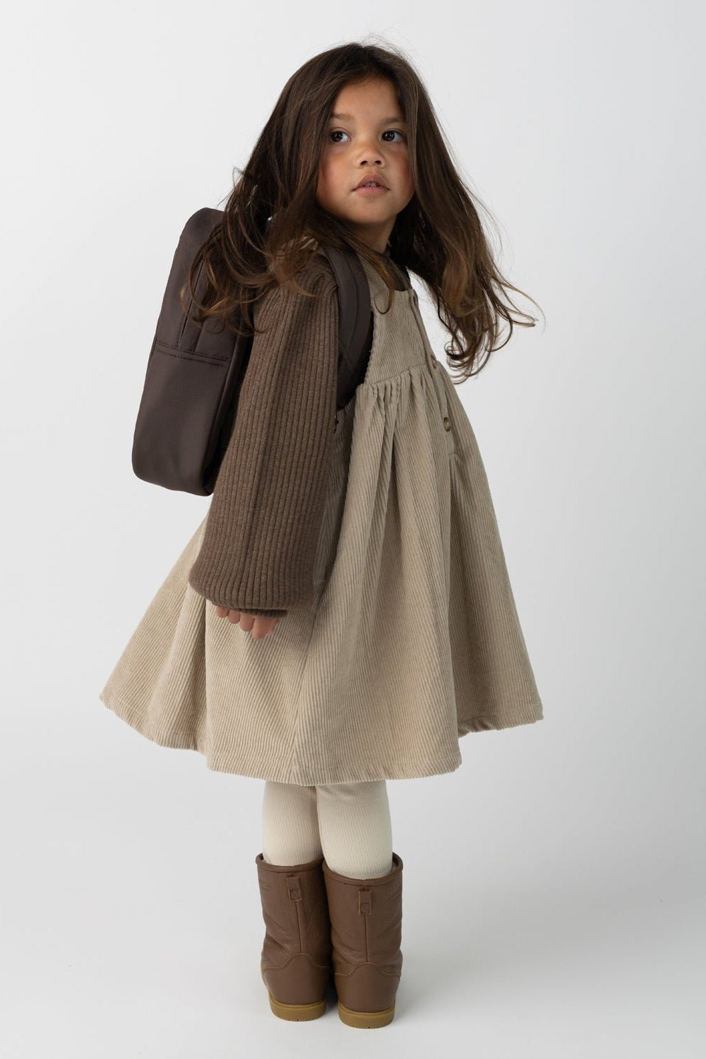 Xanthe Dress - Taupe van Donsje Amsterdam | Kids Conceptstore Le Fanfare