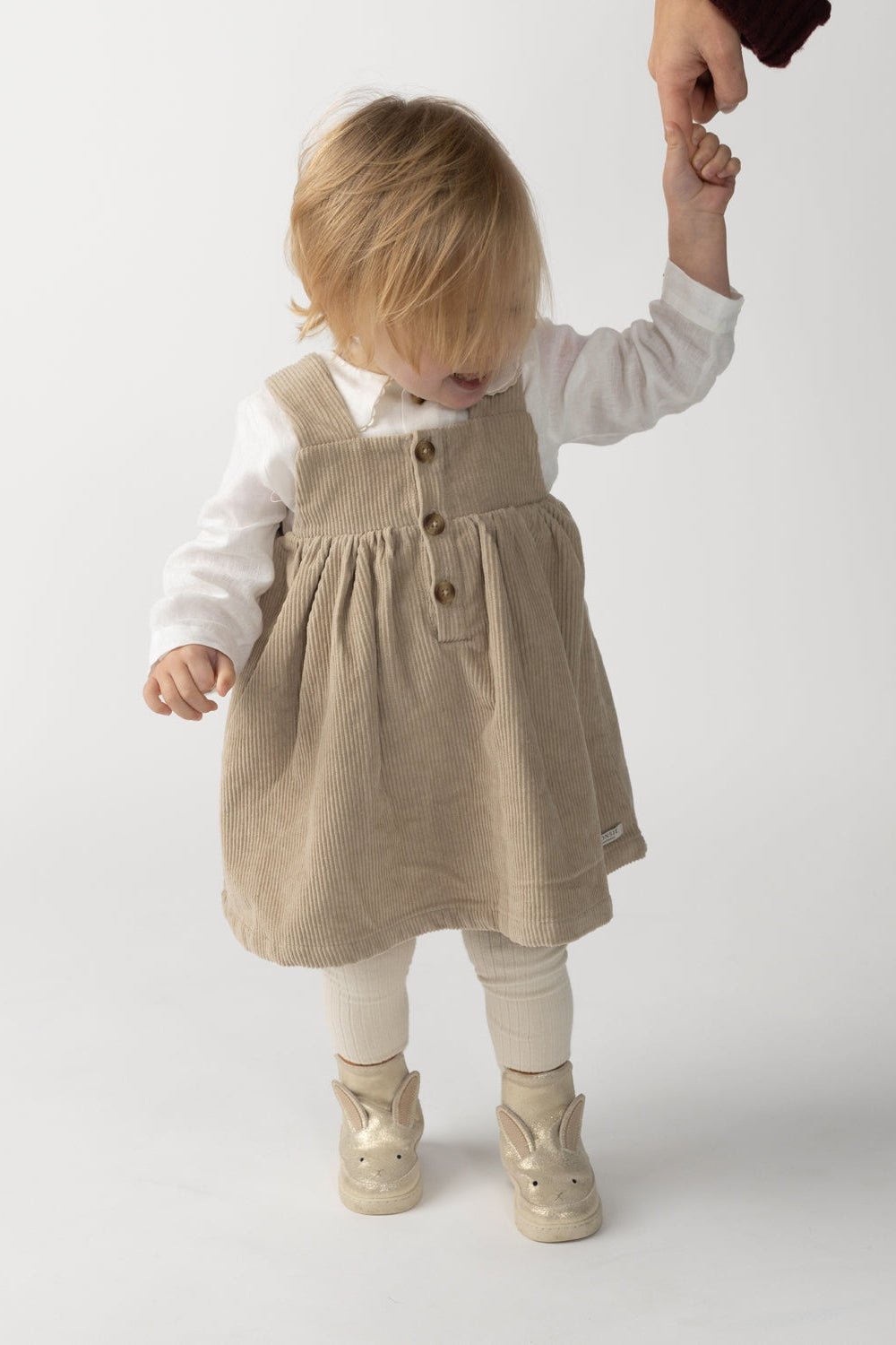 Xanthe Dress - Taupe van Donsje Amsterdam | Kids Conceptstore Le Fanfare