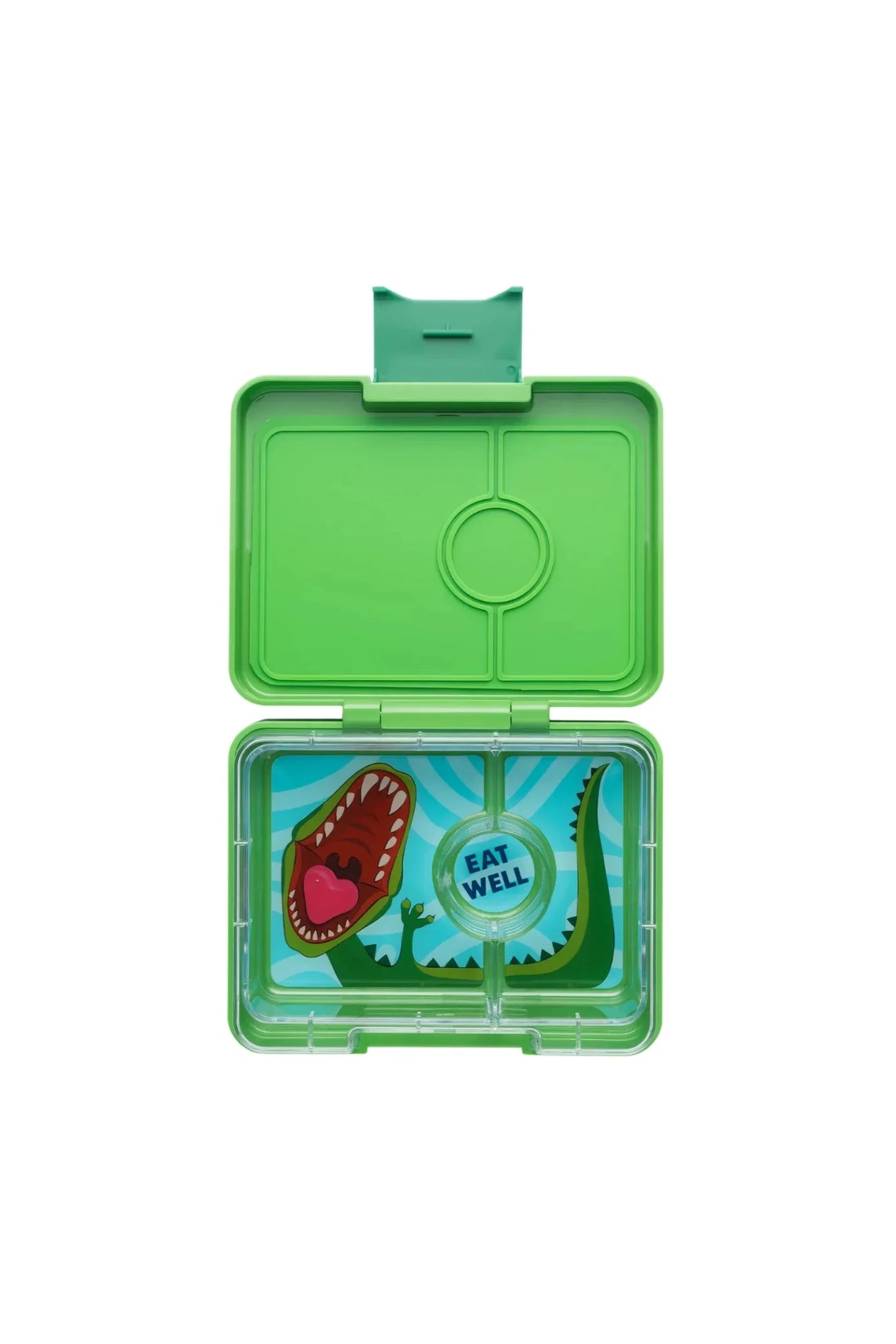 Yumbox Snack 3-vakken - Jurassic Green / Dinosaur tray van Yumbox | Kids Conceptstore Le Fanfare