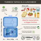 Yumbox Tapas XL met 4-vakken - Hazy Blue / Panther tray 4 vakken van Yumbox | Kids Conceptstore Le Fanfare