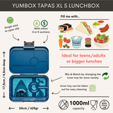 Yumbox Tapas XL met 4-vakken - Monte Carlo Blue / Shark tray 4 vakken van Yumbox | Kids Conceptstore Le Fanfare