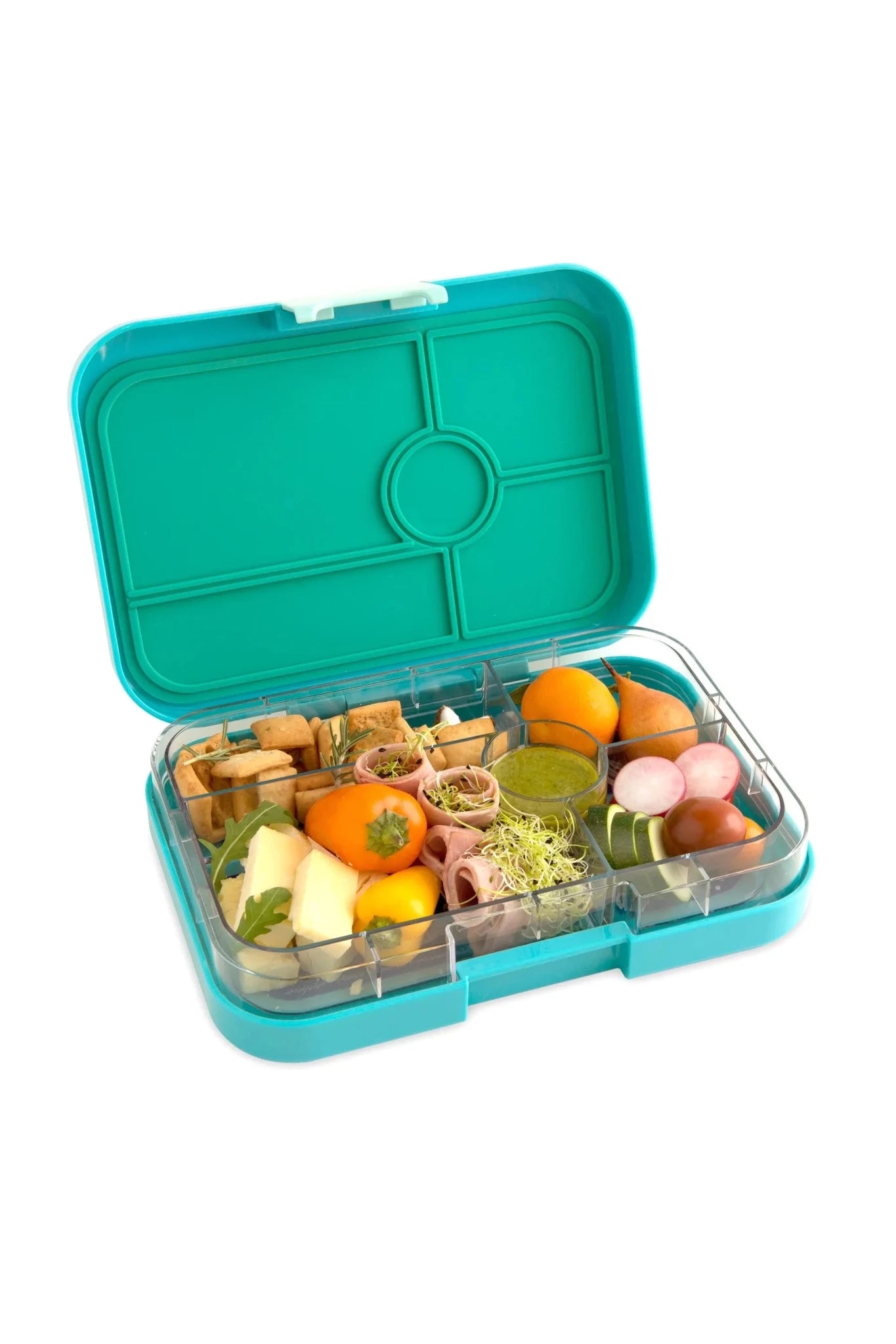 Yumbox Tapas XL met 5-vakken - Antibes Blue / Bon Appetit van Yumbox | Kids Conceptstore Le Fanfare