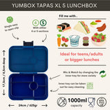 Yumbox Tapas XL met 5-vakken - Monte Carlo Blue / Navy Clear van Yumbox | Kids Conceptstore Le Fanfare