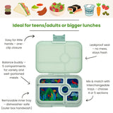 Yumbox Tapas XL met 5-vakken - Pistachio Green / Jungle tray 5 vakken
