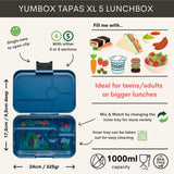 Yumbox Yumbox Tapas XL met 5-vakken - Monte Carlo Blue / Jungle tray 5 vakken van Yumbox | Kids Conceptstore Le Fanfare