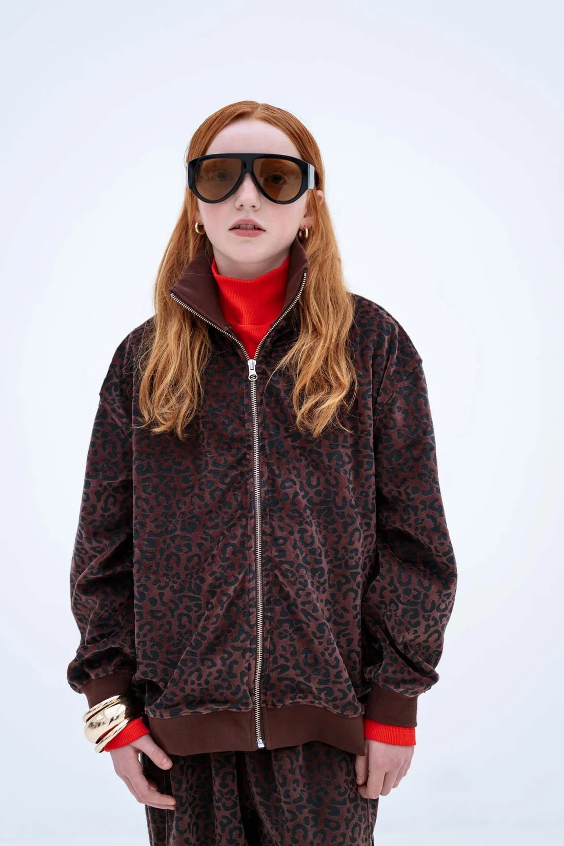 Zip up sweater - Chocolate leopard van Repose AMS | Kids Conceptstore Le Fanfare