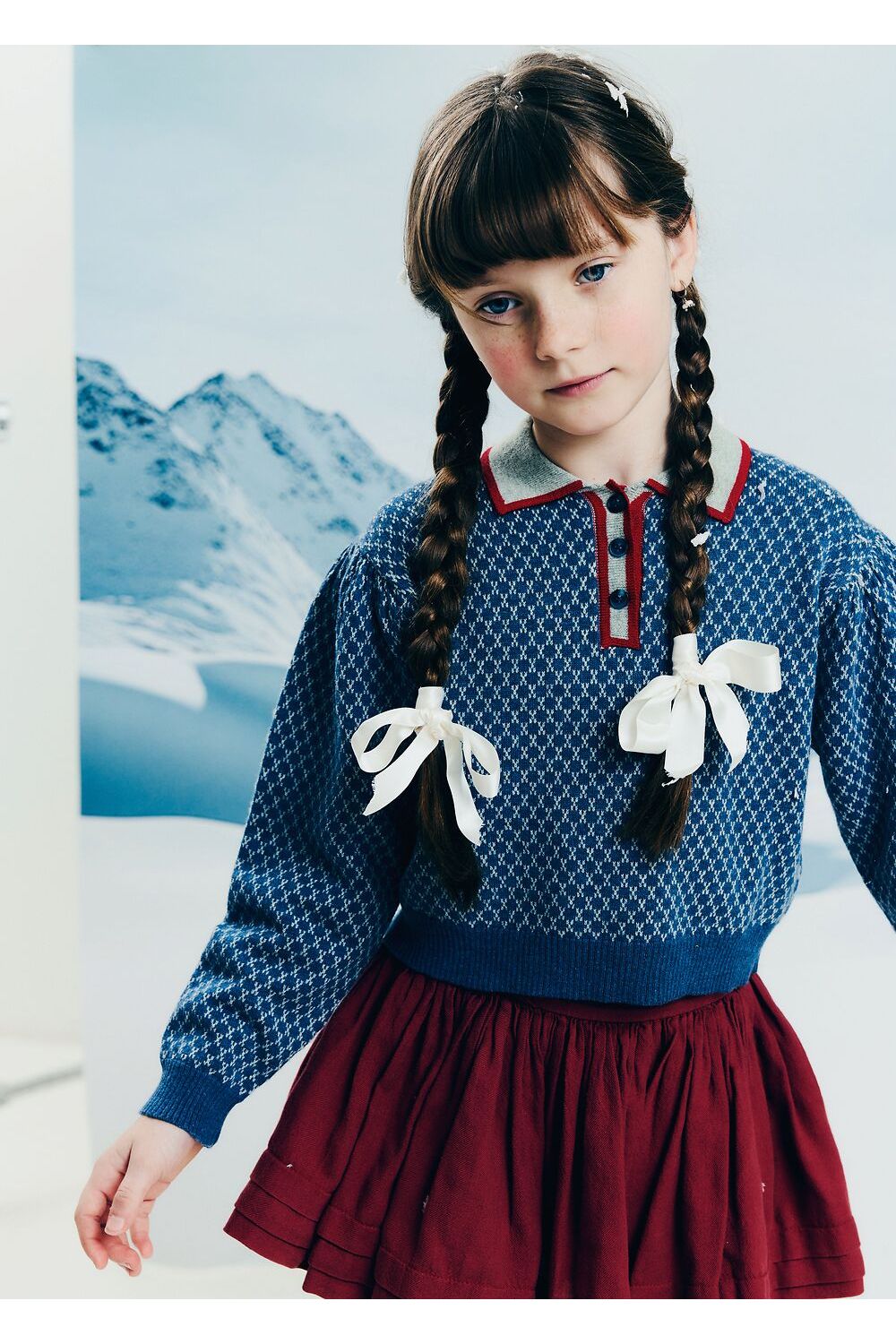 Zug merino knitted polo - Bleu Flight van Morley | Kids Conceptstore Le Fanfare