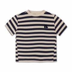 tee shirt - dark blue fine stripe