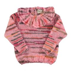 Piupiuchick Knitted sweater with collar Multicolor pink