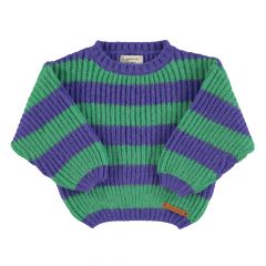 Piupiuchick Knitted sweater Green & purple stripes