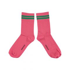 Piupiuchick Short socks Pink with green stripes