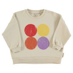 Piupiuchick Sweatshirt Ecru with multicolor circles print