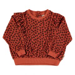 Piupiuchick Terry cotton sweatshirt Terracotta with animal print